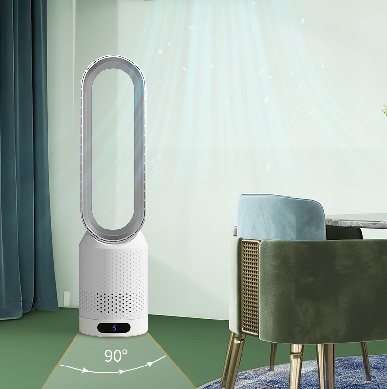 AirPure bladloze luchtkoeler en luchtreiniger; stil en veilig, ideaal voor comfortabel thuisgebruik.