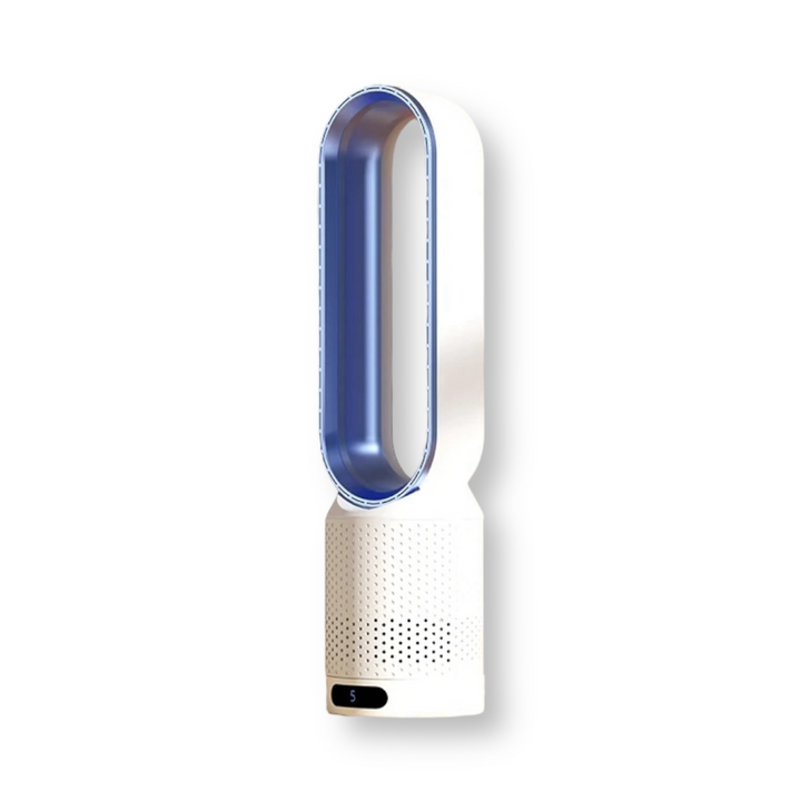Compacte AirPure 3-in-1 luchtkoeler, ventilator en reiniger; zorgt voor koeling en comfortabel binnenklimaat.