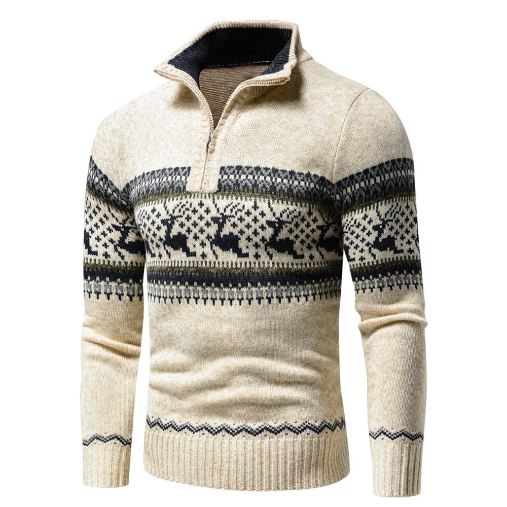 Detail van de herentrui met rits. Comfortabele en warme pullover, ideaal voor casual wintermode.