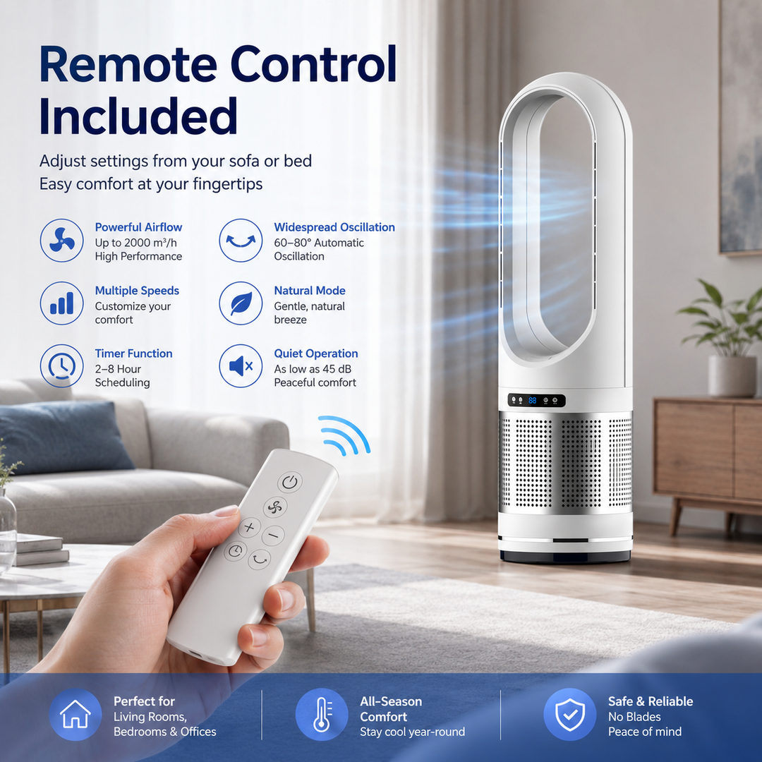 Bladloze ventilator met krachtige koeling, perfect voor een comfortabel binnenklimaat.