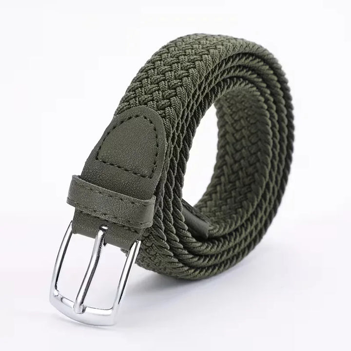Comfortabele elastische brede damesriem met gevlochten design, perfect voor casual en smart-casual look.