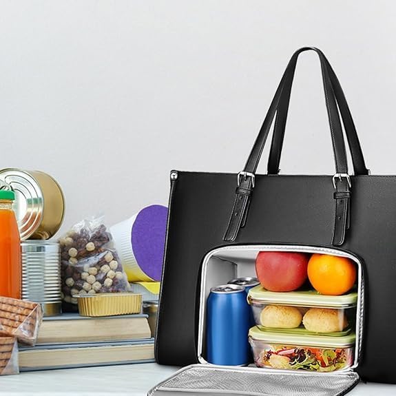 Stijlvolle dames geïsoleerde lunchtas & laptoptas in één, perfect voor werk en school.