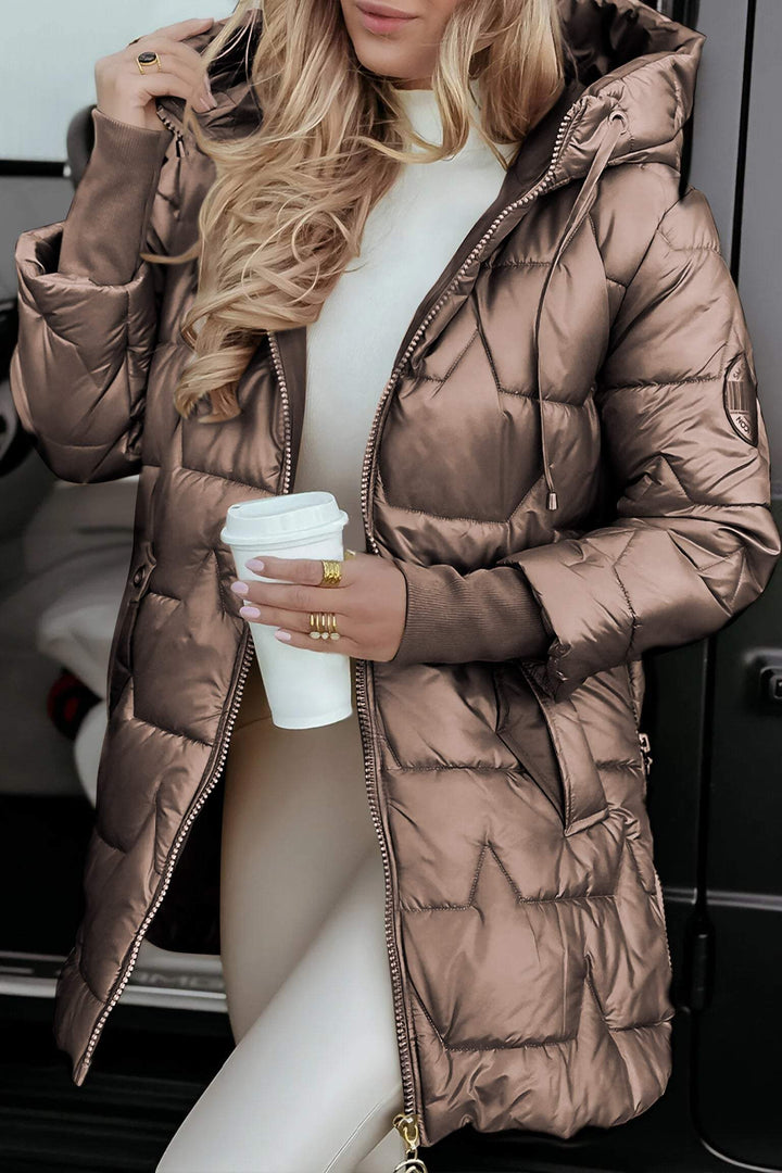Warme dames hooded jas met capuchon, ideaal als winter- of herfstjas. Comfortabele, casual mode.