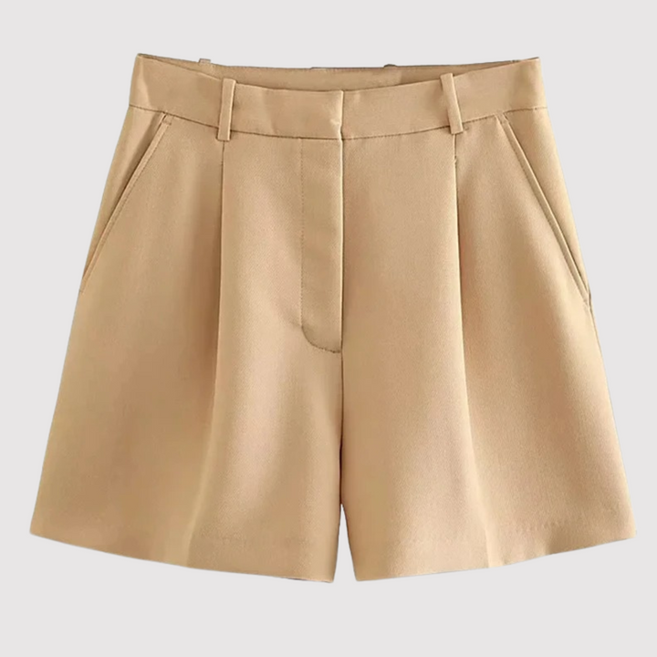 Roze effen dames korte broek met hoge taille en regular fit. Een comfortabele en veelzijdige keuze voor de zomer.