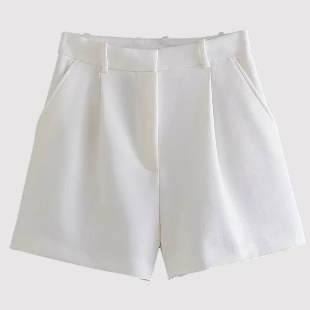 Khaki dames korte broek met hoge taille, ideaal voor een stijlvolle zomeroutfit. Comfortabel en veelzijdig draagbaar.