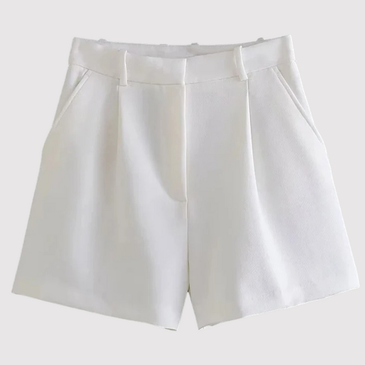 Khaki dames korte broek met hoge taille, ideaal voor een stijlvolle zomeroutfit. Comfortabel en veelzijdig draagbaar.