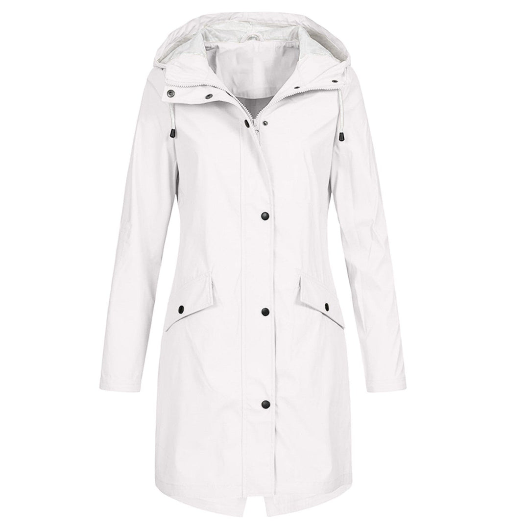 Waterdichte dames regenjas, essentieel voor herfstmode en buitenactiviteiten. Houdt je droog.