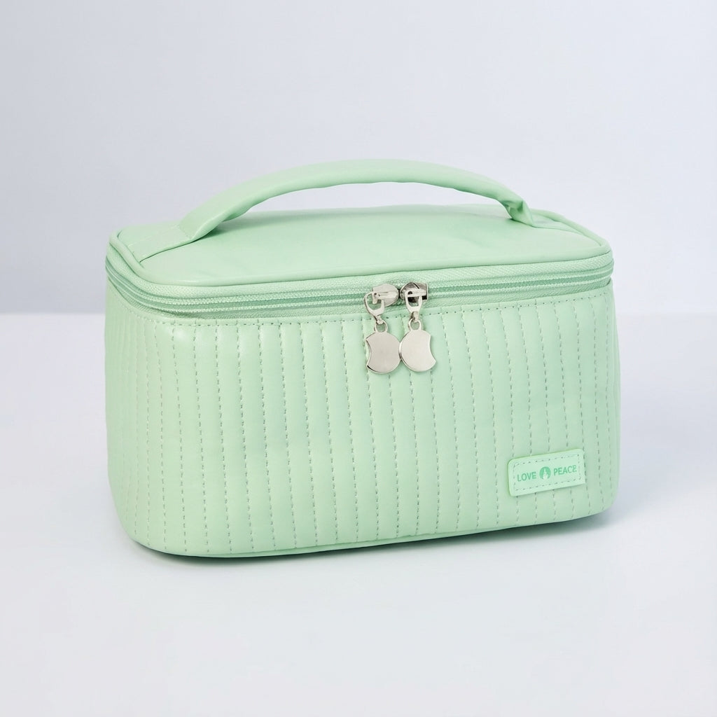 Compacte dames toilettas NeatCase, onmisbaar reisaccessoire voor georganiseerde make-up en toiletartikelen.
