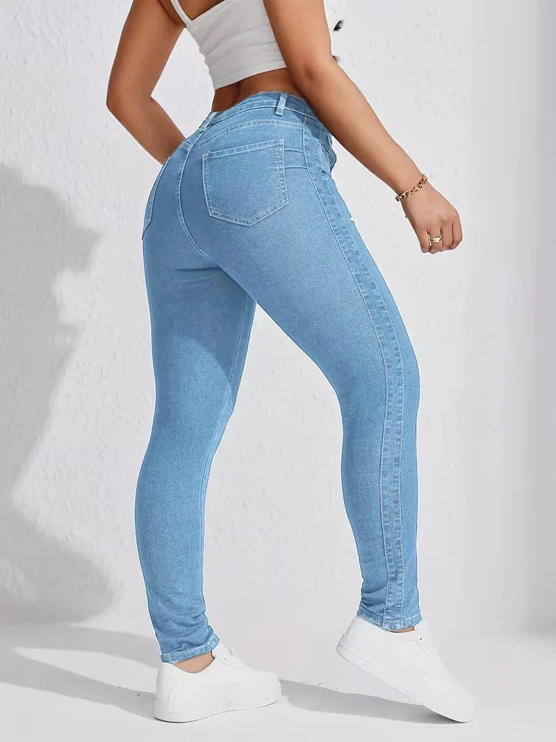 Veelzijdige hoge taille skinny dames jeans, een must-have voor casual en chique outfits.