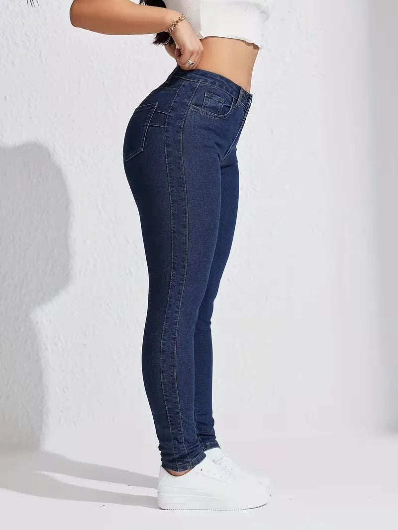 Modieuze dames skinny jeans met hoge taille, geschikt voor elke casual gelegenheid.