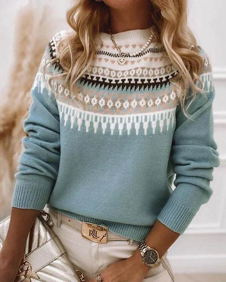 Dames trui met unieke print, een comfortabele en stijlvolle pullover. Ideaal voor trendy casual wintermode.