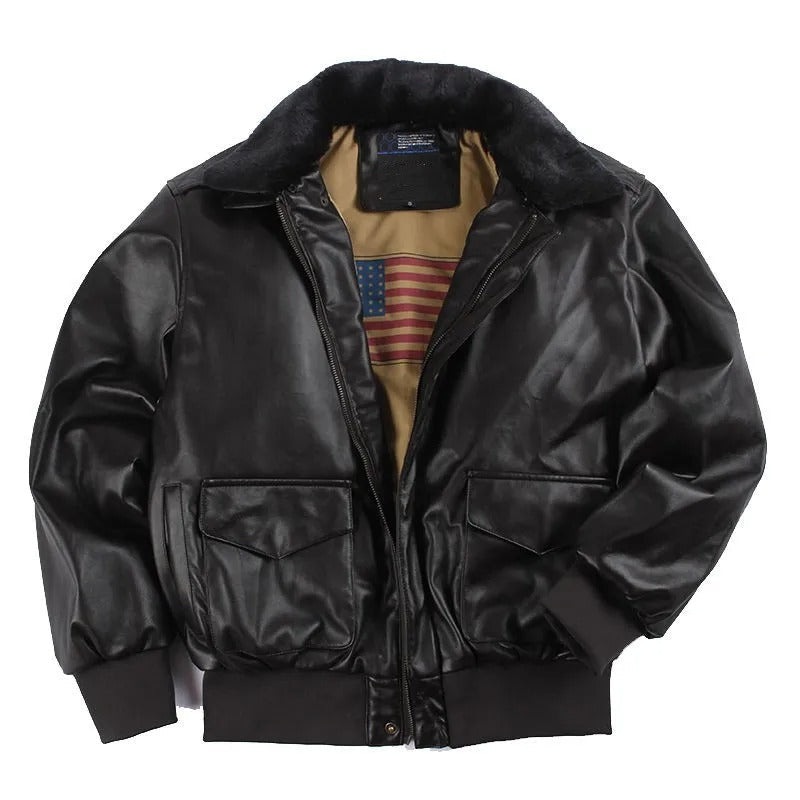 Zwarte dames leren motorjas met vintage look, ideaal als warme winterjas. Ook verkrijgbaar in bruin.