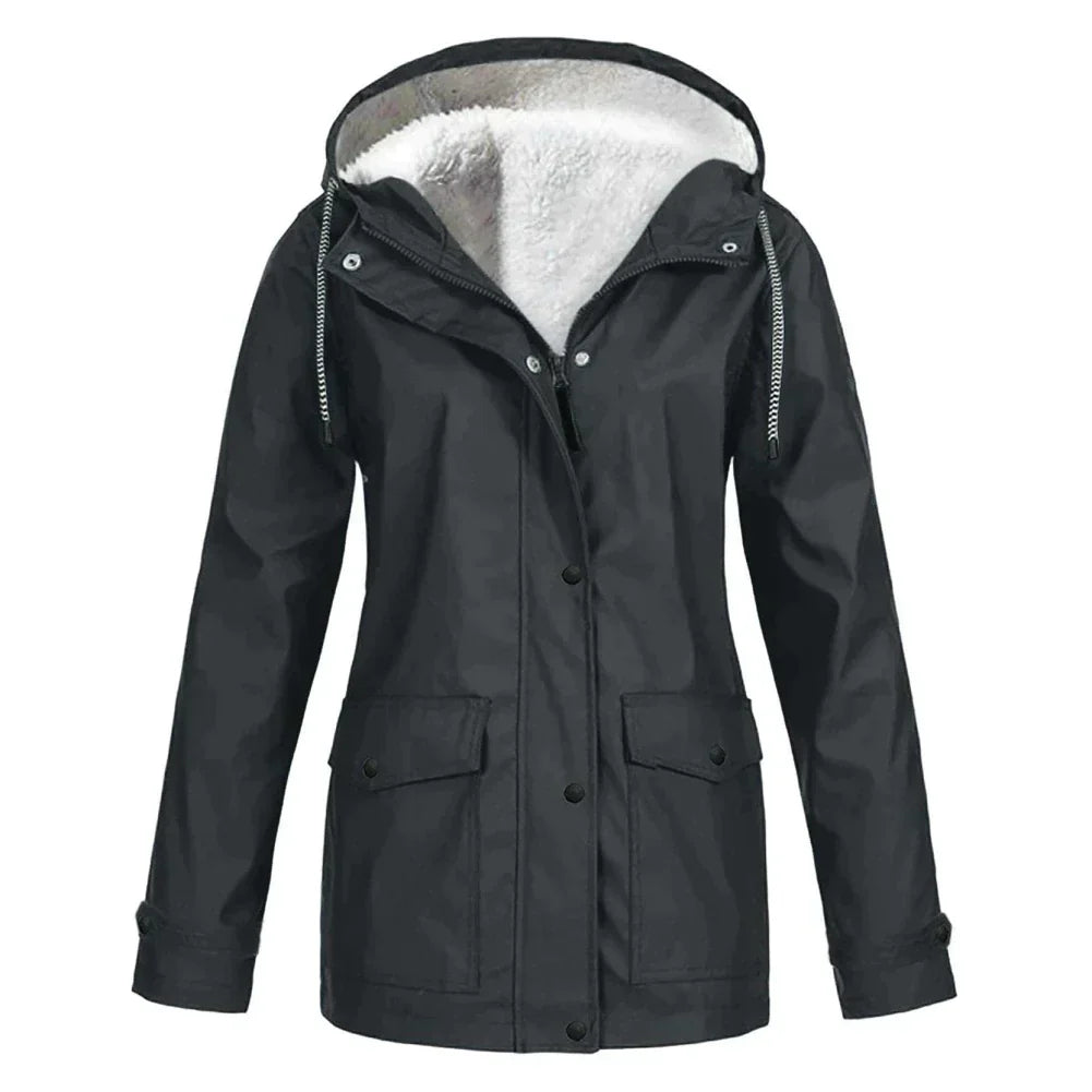 Stijlvolle dames waterdichte regenjas met capuchon, perfect voor alle weersomstandigheden en mode. (112)