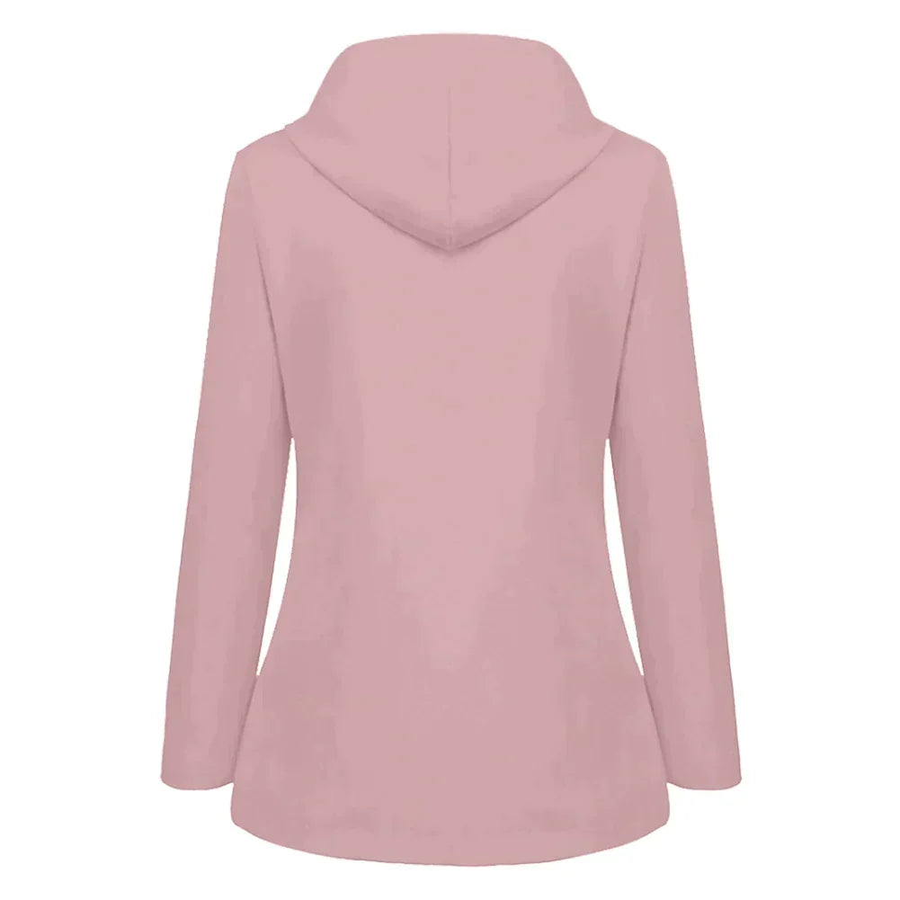 Comfortabele voering van de waterdichte dames regenjas met capuchon, voor een aangenaam draagcomfort. (110)