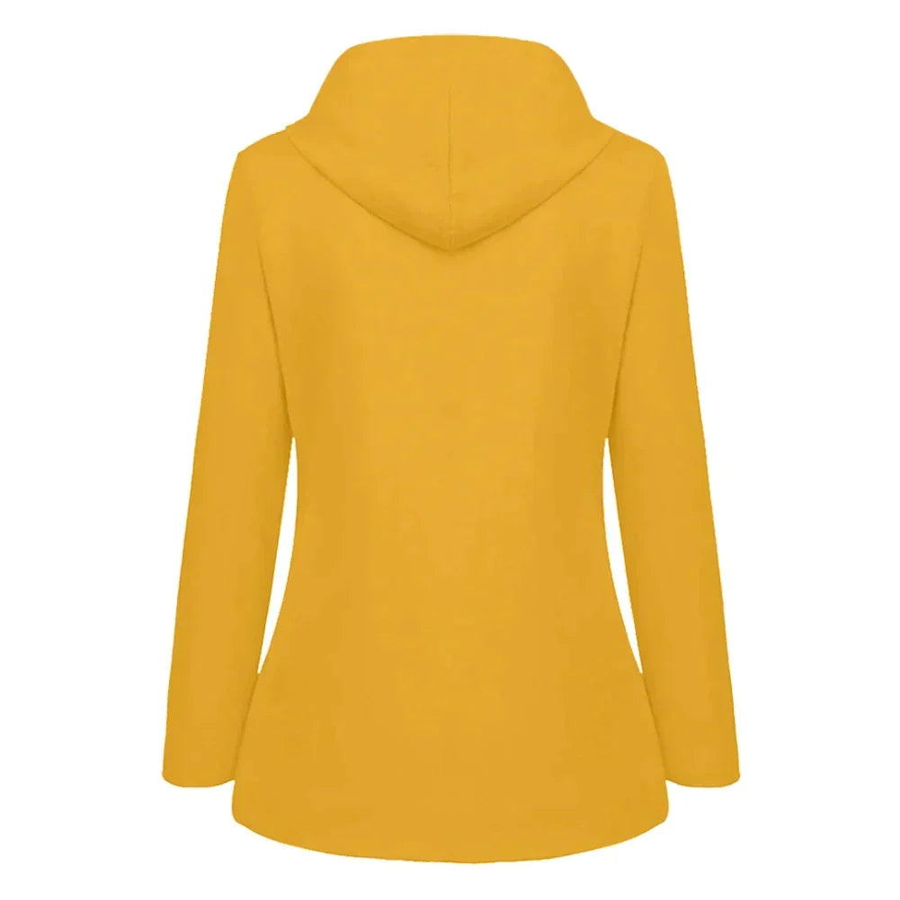 Modieuze dames regenjas met capuchon, waterdicht en stijlvol; perfecte allround jas voor de stad. (109)