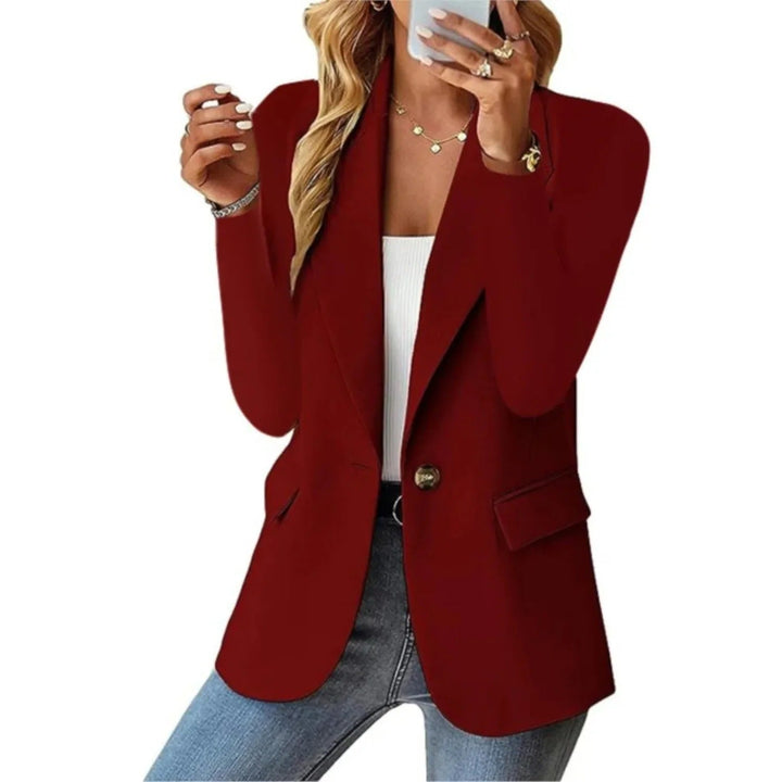 Elegante damesblazer in basic kleur, lange mouwen, geschikt voor diverse gelegenheden.
