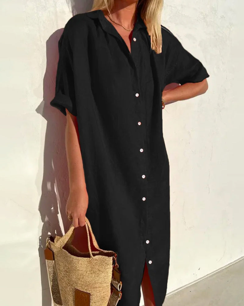 Elara zomerjurk in zwart, veelzijdige stylingopties, perfect voor elke gelegenheid.