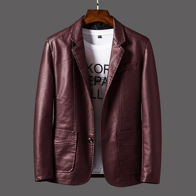 Leren jas voor heren in rode tint, model Ruben, met een uniek en opvallend design, ideaal voor een modieuze look.