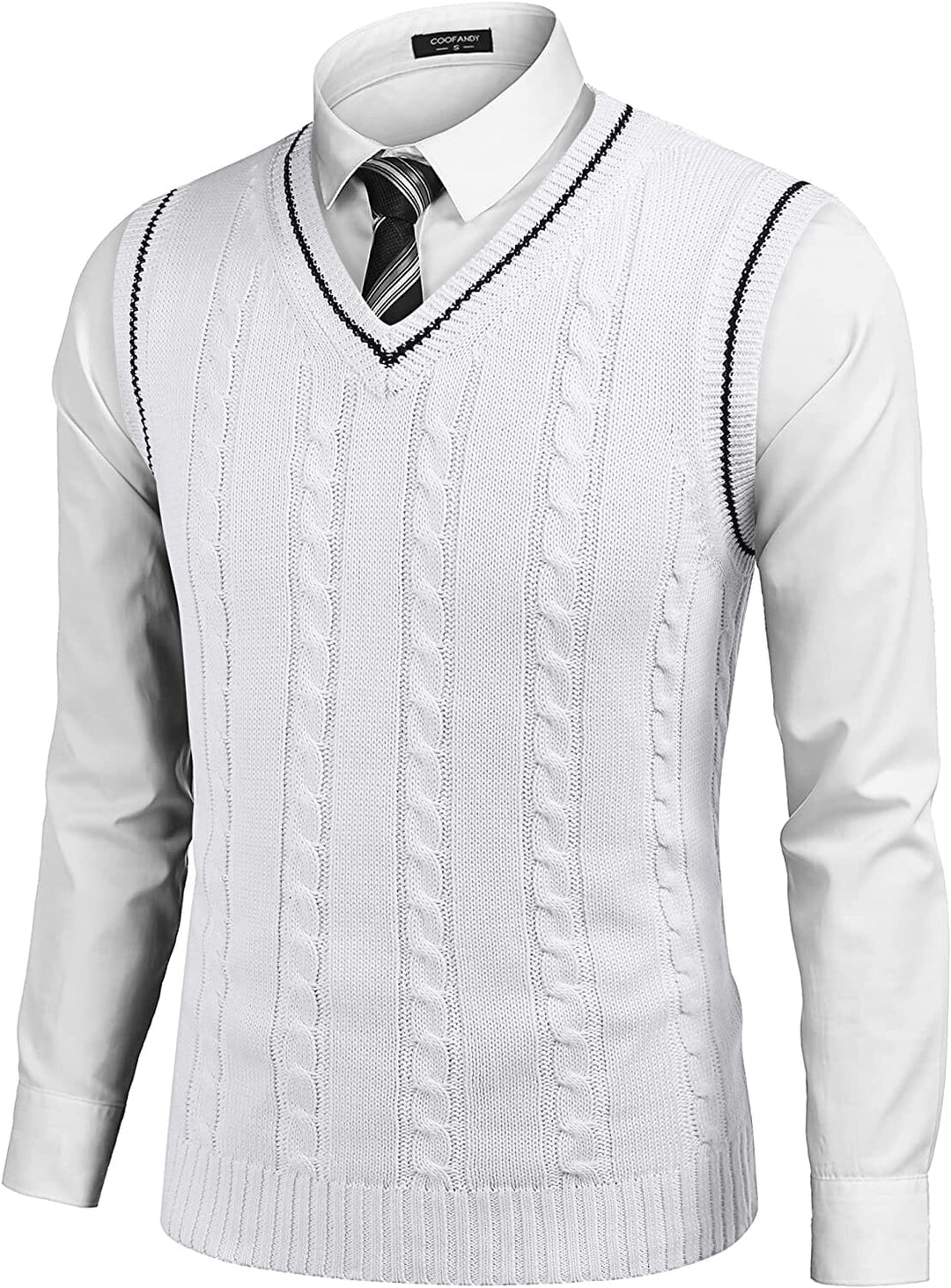 Stijlvolle gebreide pullover vest met V-hals, ademend en zacht, elegante strepen, perfecte pasvorm voor dames.