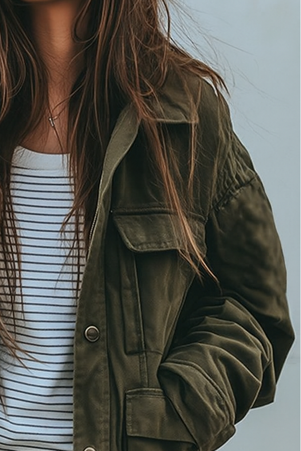 Casual groene dames windjack met capuchon en zakken, perfecte buitenkleding voor een stijlvolle lente of herfst.