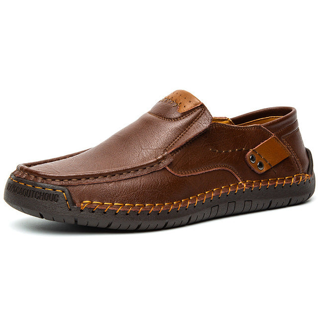 "Stijlvolle GS heren loafers met orthopedische zool, donkerbruin leer, geschikt voor formele en casual gelegenheden."