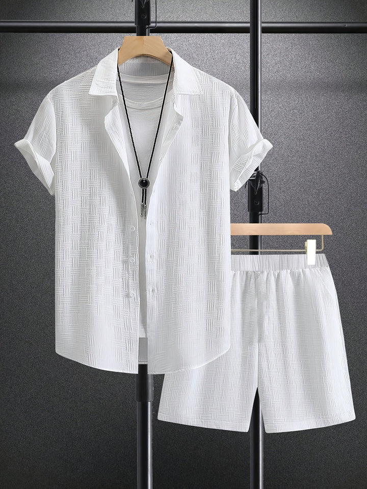 Heren 2-delige zomeroutfit, gemaakt van comfortabele polyester mix. Stijlvolle en casual herenkleding.