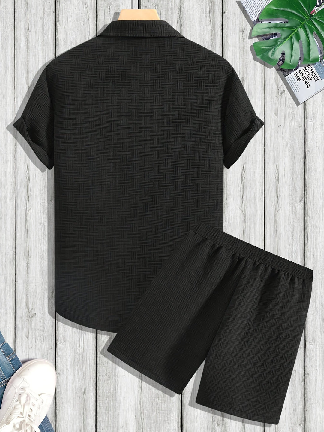 Moderne herenoutfit, 2-delig en comfortabel. Stijlvolle casual kleding van polyester mix, ideaal voor zomer.