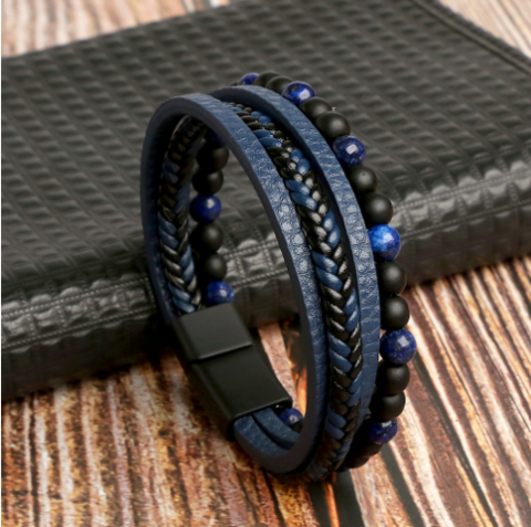 Multicolor heren armbandenset; een stijlvol en veelzijdig accessoire voor een verfijnde herenmode uitstraling.