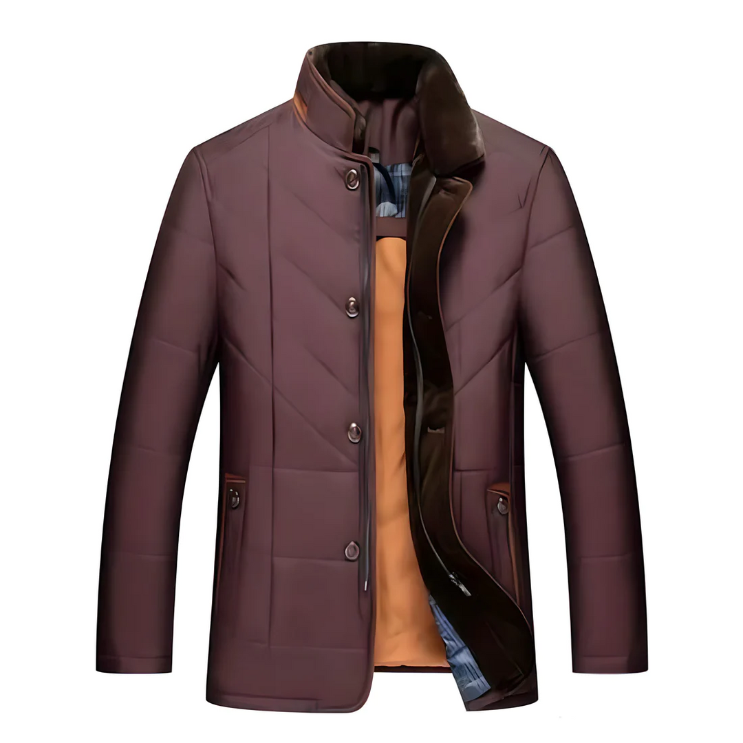 Moderne heren winterjas met warme voering, perfect voor casual outdoor activiteiten en dagelijks gebruik.