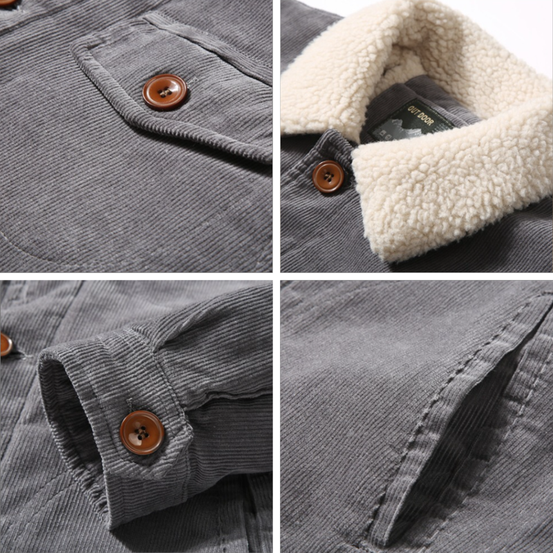 Man draagt stijlvolle gewatteerde herenjas, winddicht en comfortabel voor een casual herfstlook.