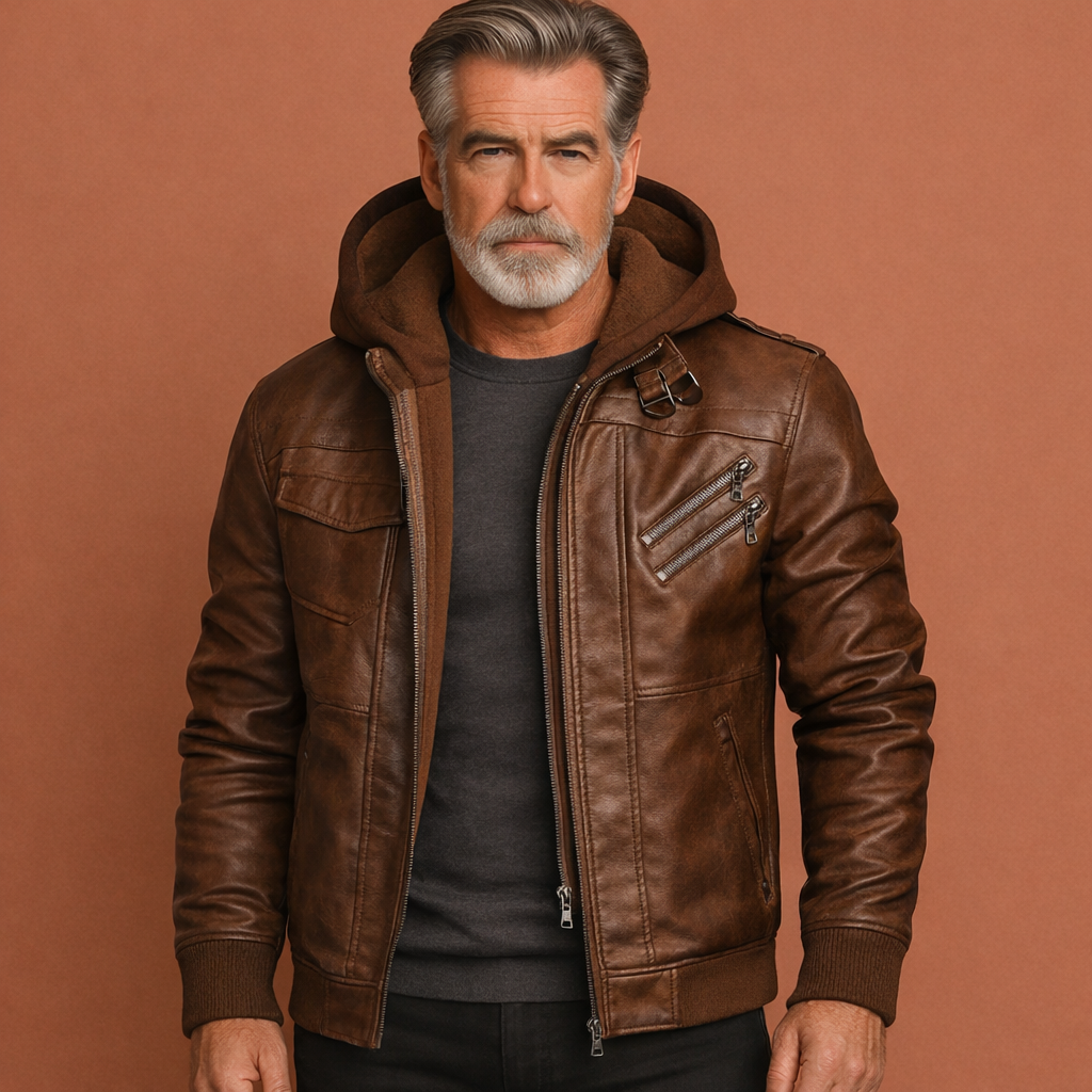 Chique en veelzijdige heren leren bomberjas; stijlvolle bovenkleding voor een moderne look, comfortabel.