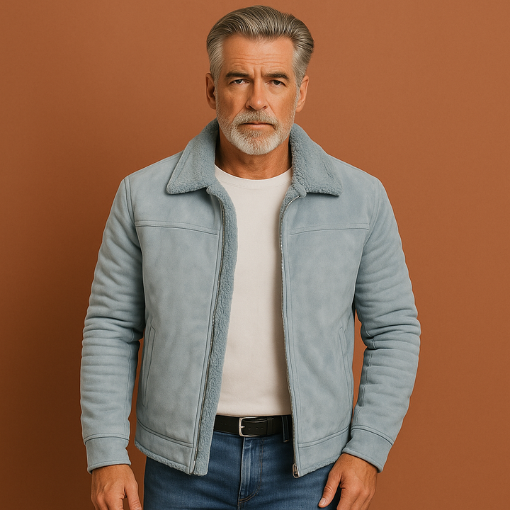 Elegante heren leren jas, stijlvol jack van hoge kwaliteit leer. Ideaal voor casual en formele winter mode.