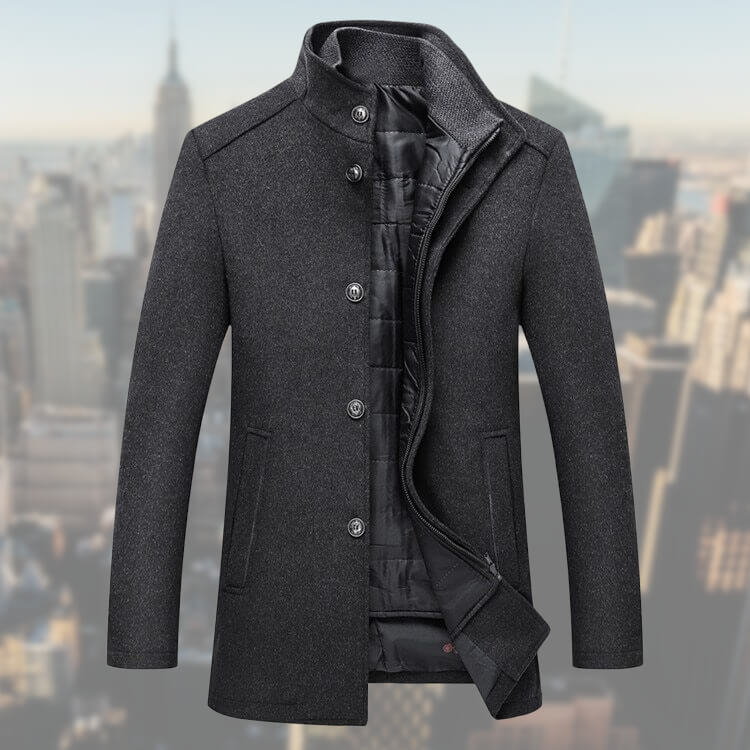 Warme heren winterjas, een klassieke mantel met gilet voor comfort en stijl in de kou.