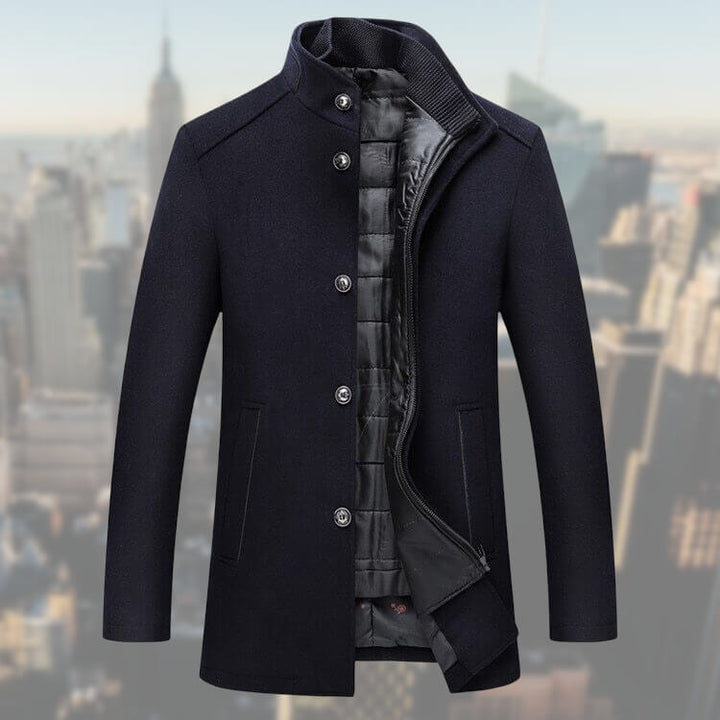 Veelzijdige heren overjas met stijlvol gilet, ideaal voor zowel formele als casual gelegenheden.
