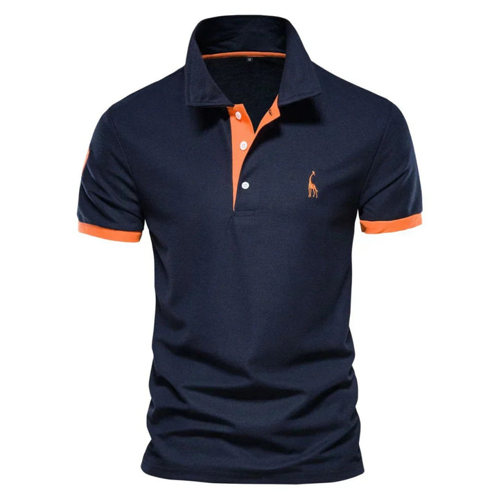 "Stijlvolle heren polo, comfortabel en veelzijdig, in blauw, geschikt voor casual en geklede gelegenheden, polyester stof."