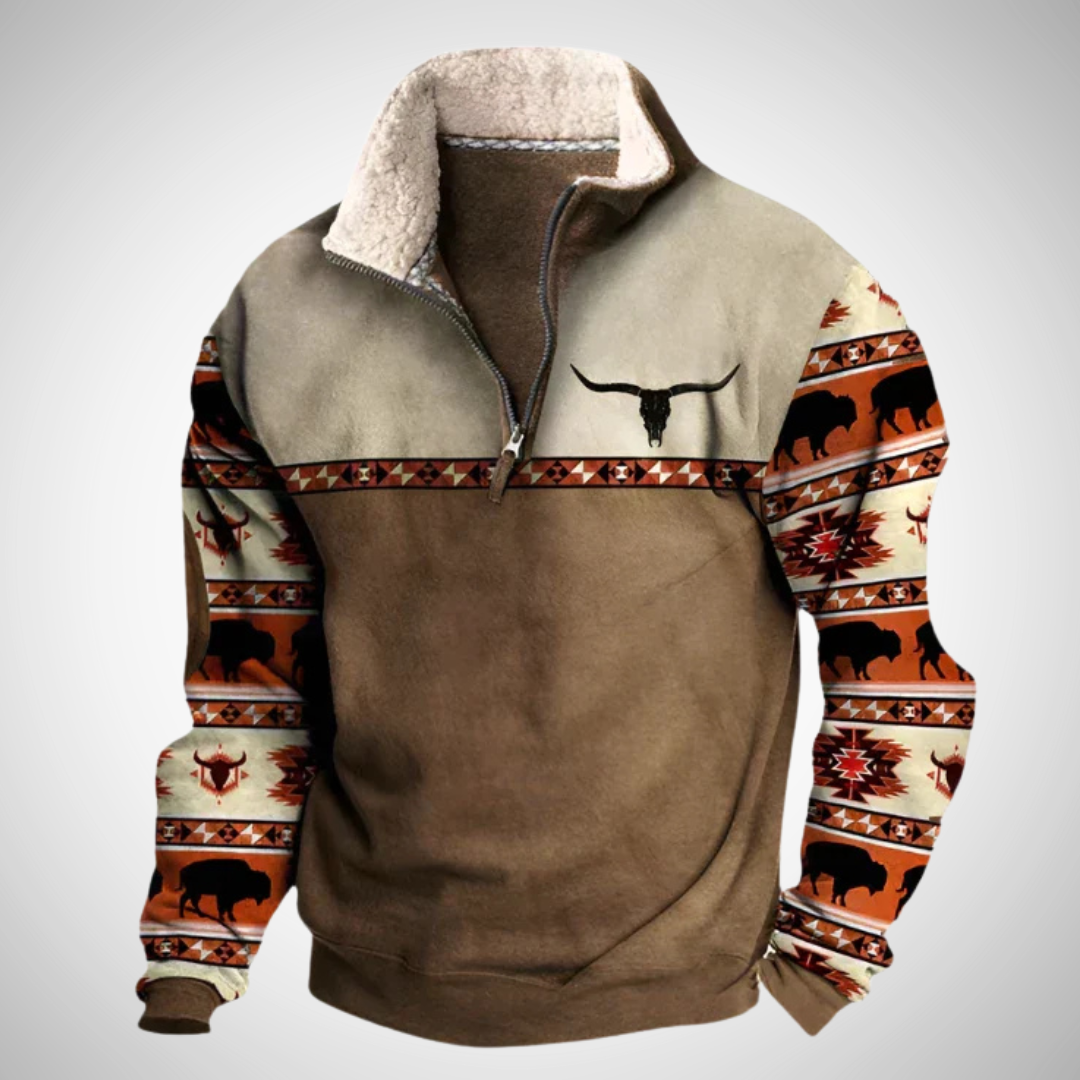 Comfortabele heren trui met halve rits en lange mouwen, ideaal voor een sportieve of ontspannen outfit.