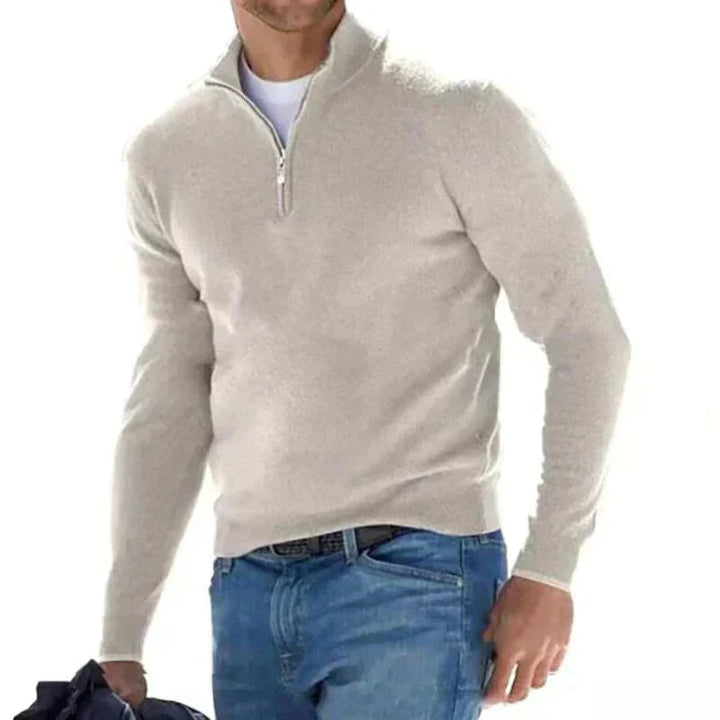 Casual heren pullover trui met halve rits, geschikt voor dagelijks gebruik en comfortabele herfstmode.
