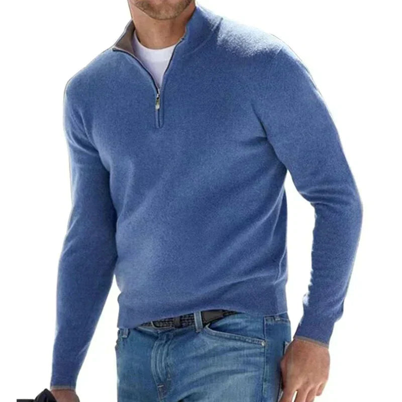 Stijlvolle heren wintertrui met halve rits, ideaal voor een gelaagde look en warmte tijdens koude dagen.