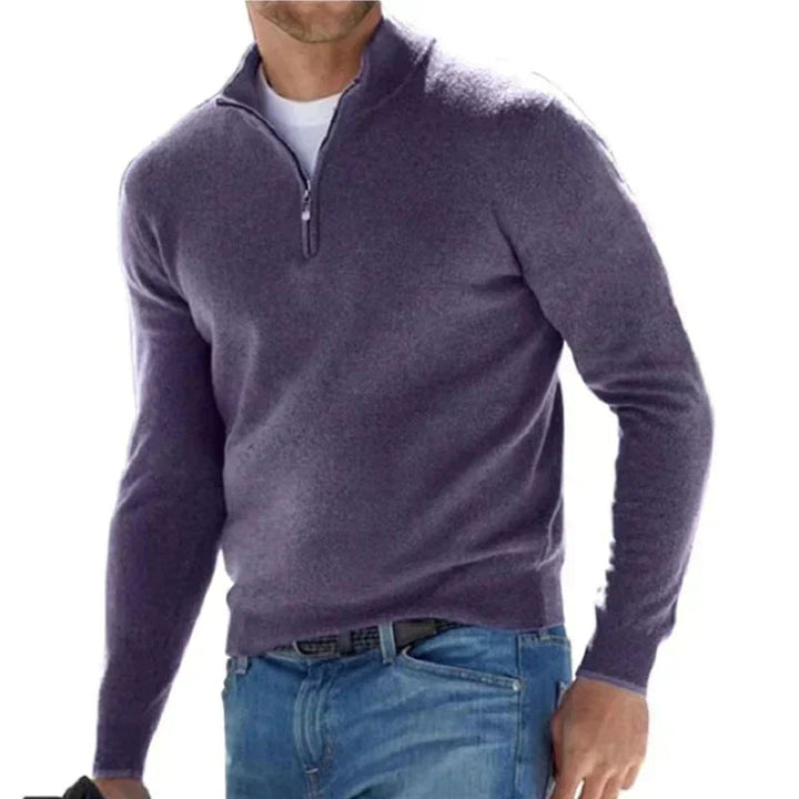 Elegante heren pullover met halve rits, een comfortabele en tijdloze toevoeging aan elke heren garderobe.