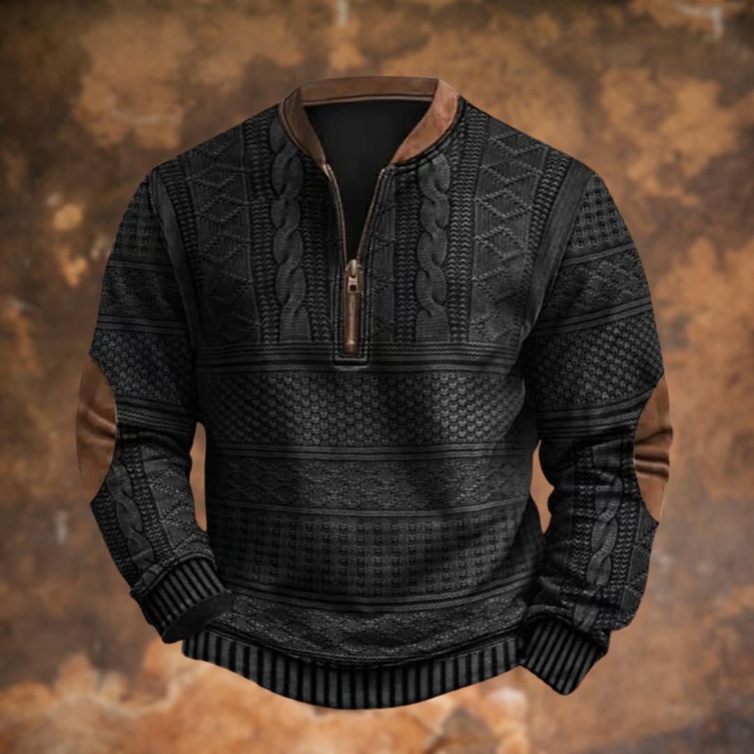 Comfortabele heren trui met rits, zachte stof voor warmte in de winter. Essentiële casual kleding.