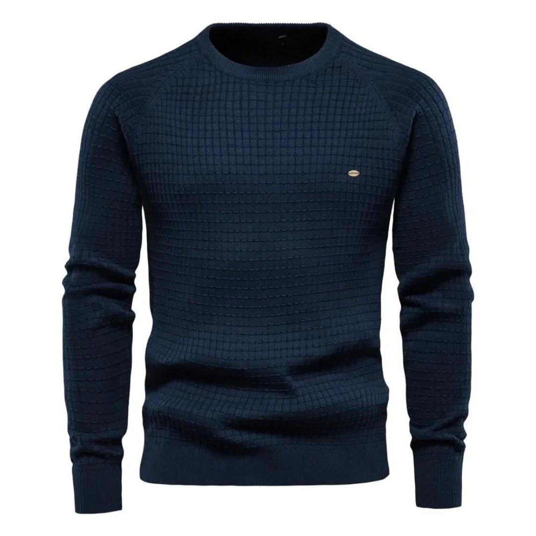 Heren trui met ronde hals in smart casual stijl, ideaal voor een stijlvolle outfit met overhemd.