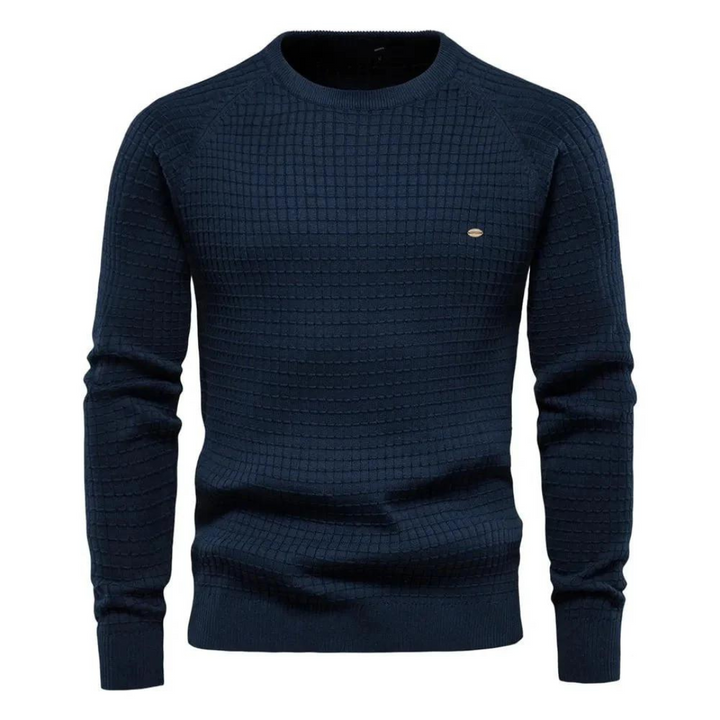 Heren trui met ronde hals in smart casual stijl, ideaal voor een stijlvolle outfit met overhemd.