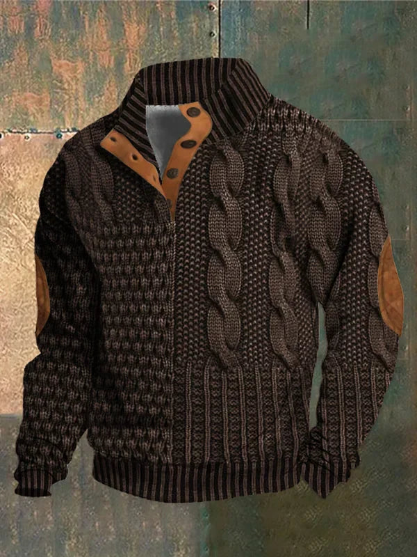 Stijlvolle en warme heren trui met opvallend patroon, essentieel voor comfortabele winterkleding.