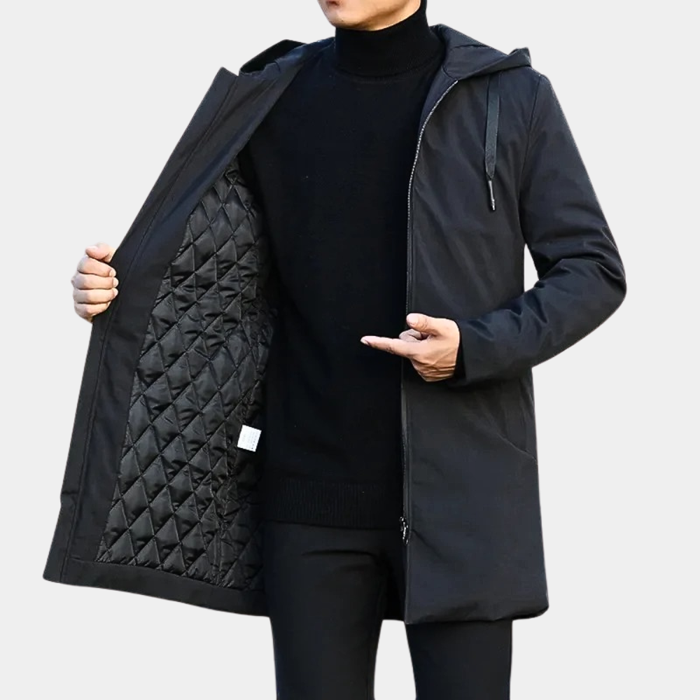 Stijlvolle heren waterdichte regenjas met warme voering, ideaal als winterjas voor herfst en winter. Comfortabele buitenkleding.