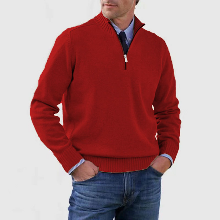 Stijlvolle herenpullover met halverits, ideaal voor casual comfort in herfst en winter.