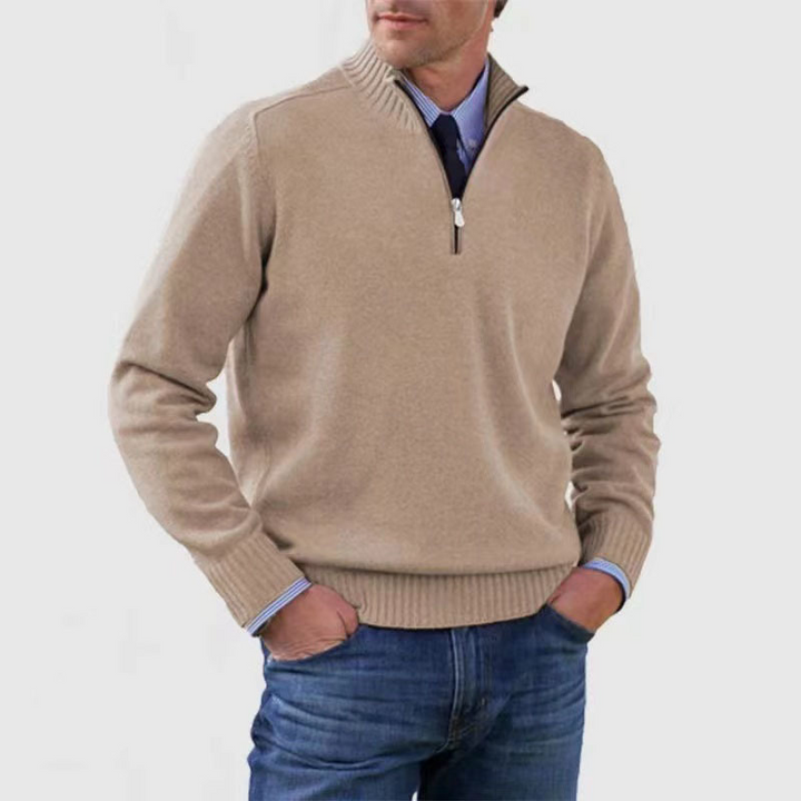 Casual herenpullover met halverits, veelzijdig en stijlvol, onmisbaar in elke wintergarderobe.
