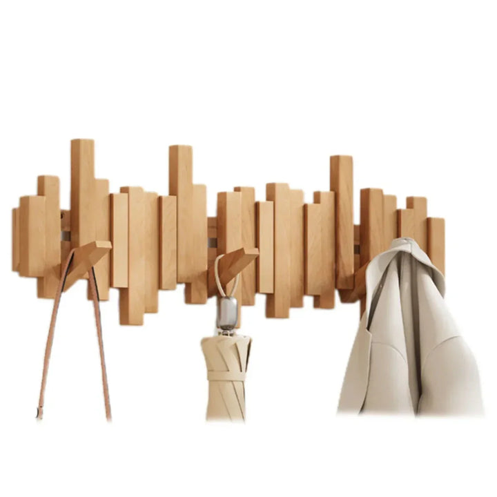 Praktische en decoratieve houten wandkapstok 'Piano' van walnoot & beukenhout; optimaliseert uw entree en interieur.