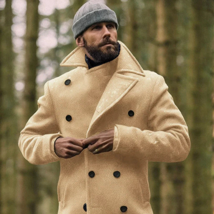 Stijlvolle katoenen herenjas in kaki, tijdloos design, geschikt voor winter en herfst, veelzijdig en elegant.