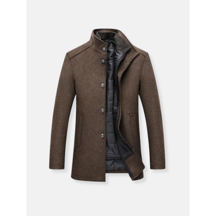 Stijlvolle klassieke heren wintermantel, perfect voor mannen die warmte en elegantie zoeken in de kou.