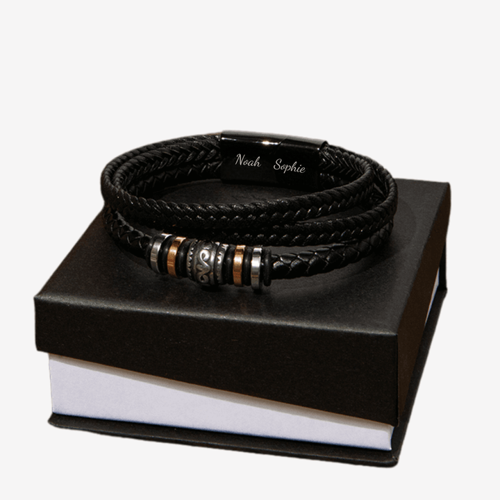 Stijlvolle lederen mannenarmband, echt leer en roestvrij staal, personaliseerbaar, elegant accessoire voor elke gelegenheid.